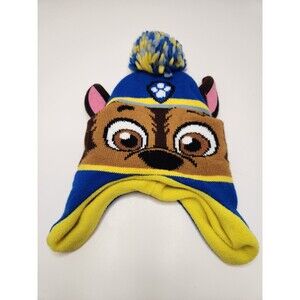 Paw Patrol Chase Beanie Cap Hat Toddler Youth Kids Boys Nickelodeon Pom Pom Knit